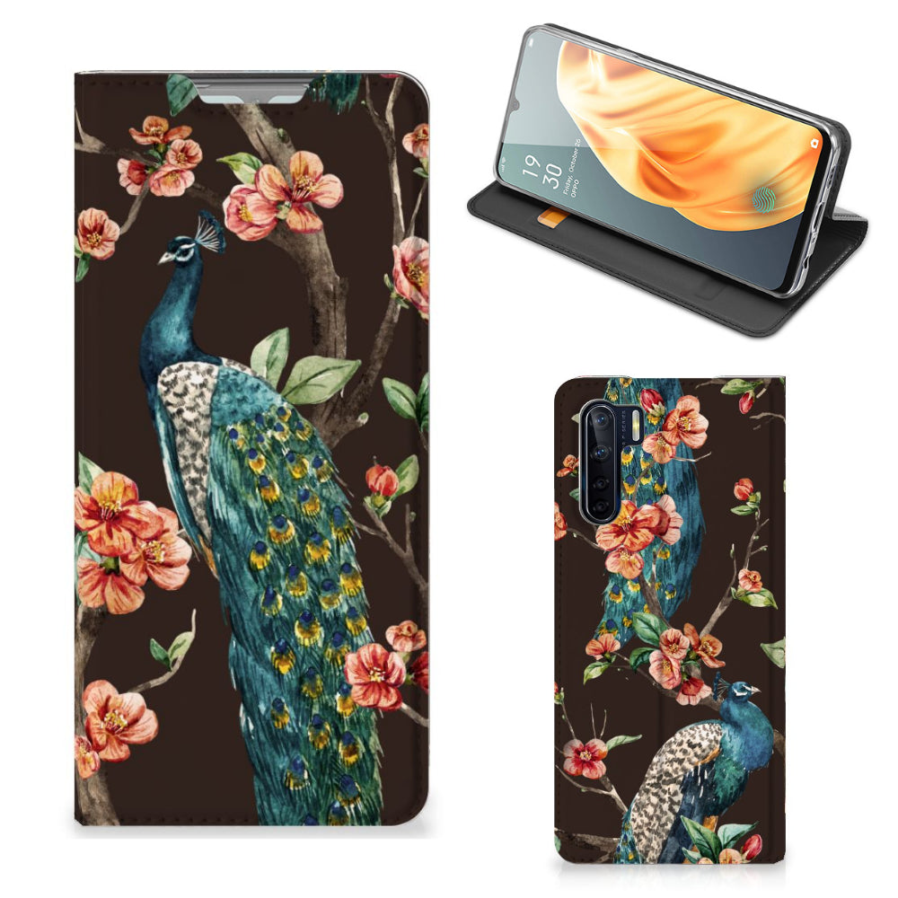 OPPO Reno3 | A91 Hoesje maken Pauw met Bloemen