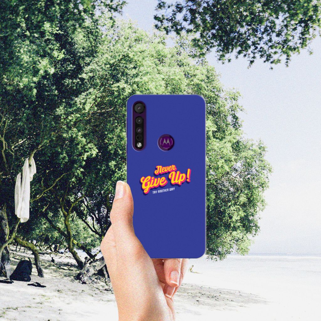 Motorola One Macro Siliconen hoesje met naam Never Give Up B2C Telecom