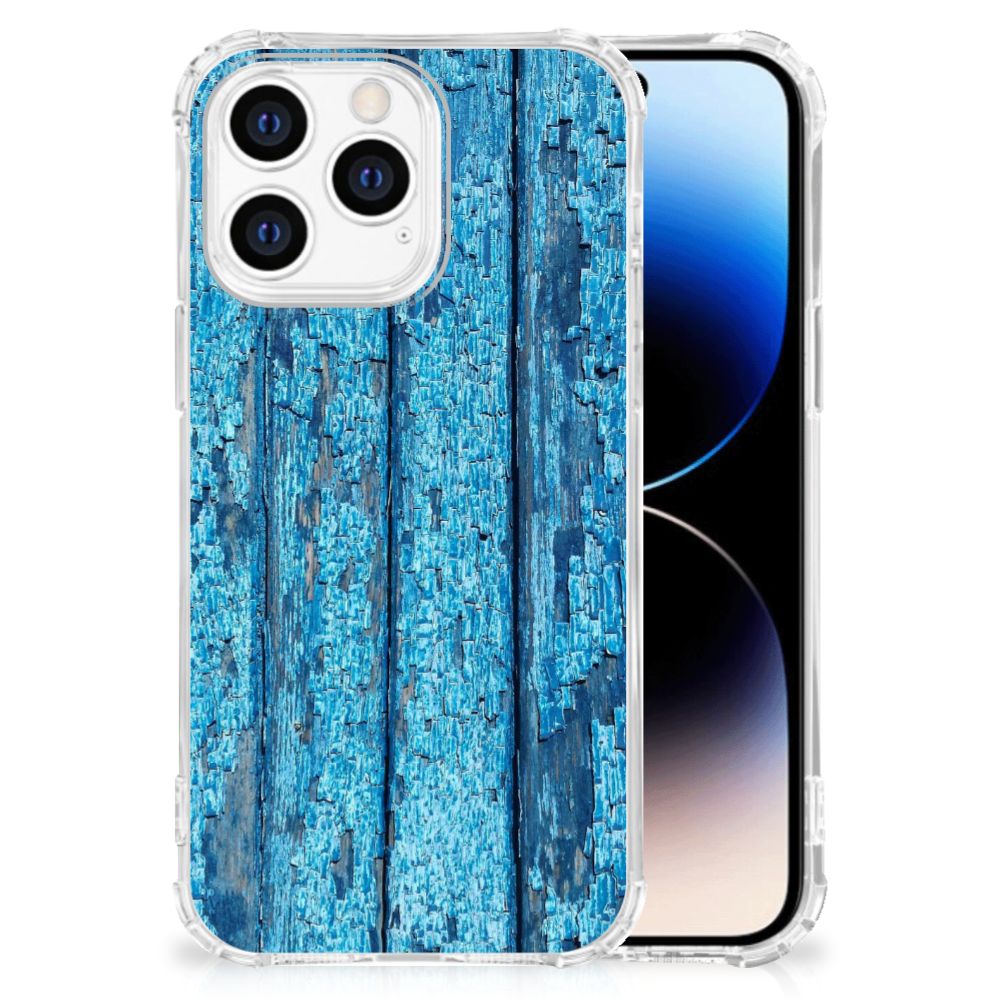 iPhone 14 Pro Stevig Telefoonhoesje Wood Blue B2C Telecom