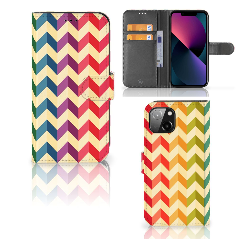 Apple iPhone 13 Telefoon Hoesje Zigzag Multi Color