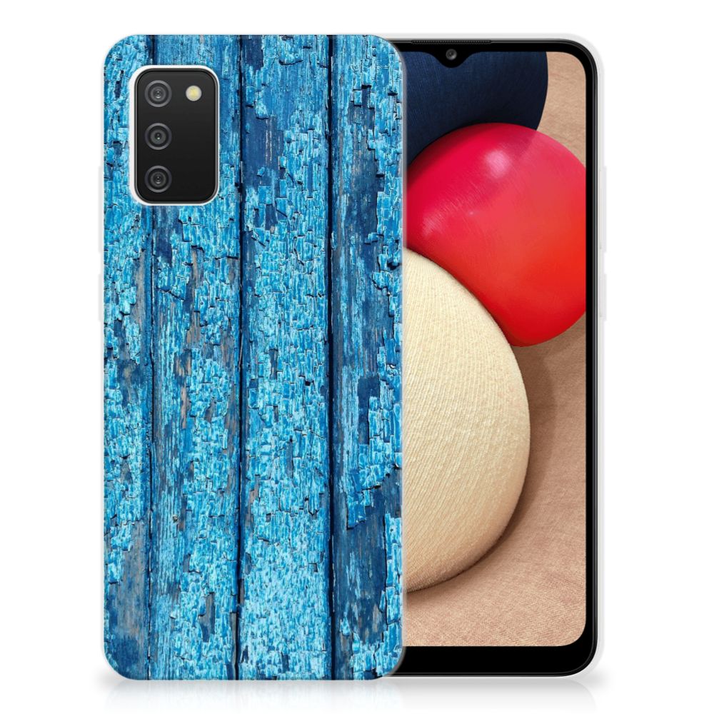 Samsung Galaxy A02s Bumper Hoesje Wood Blue B2C Telecom