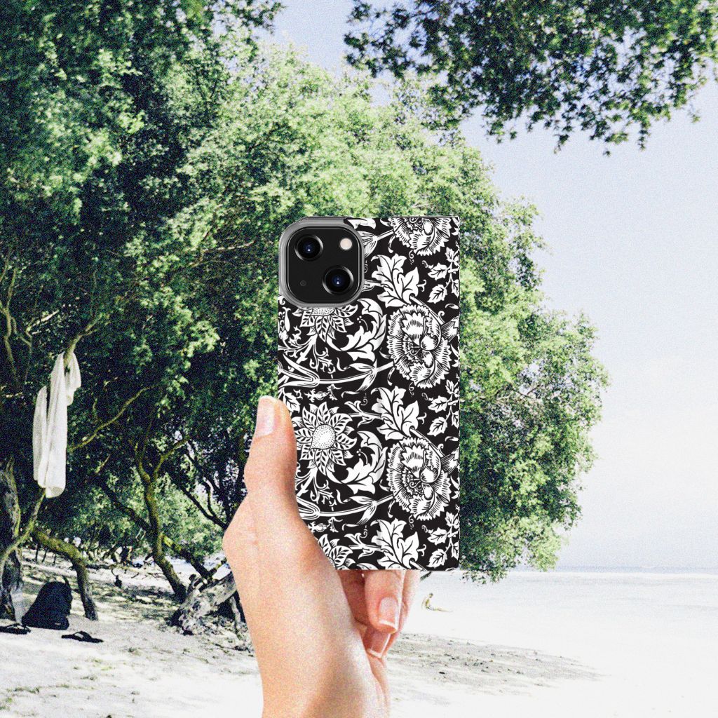 iPhone 14 Smart Cover Black Flowers