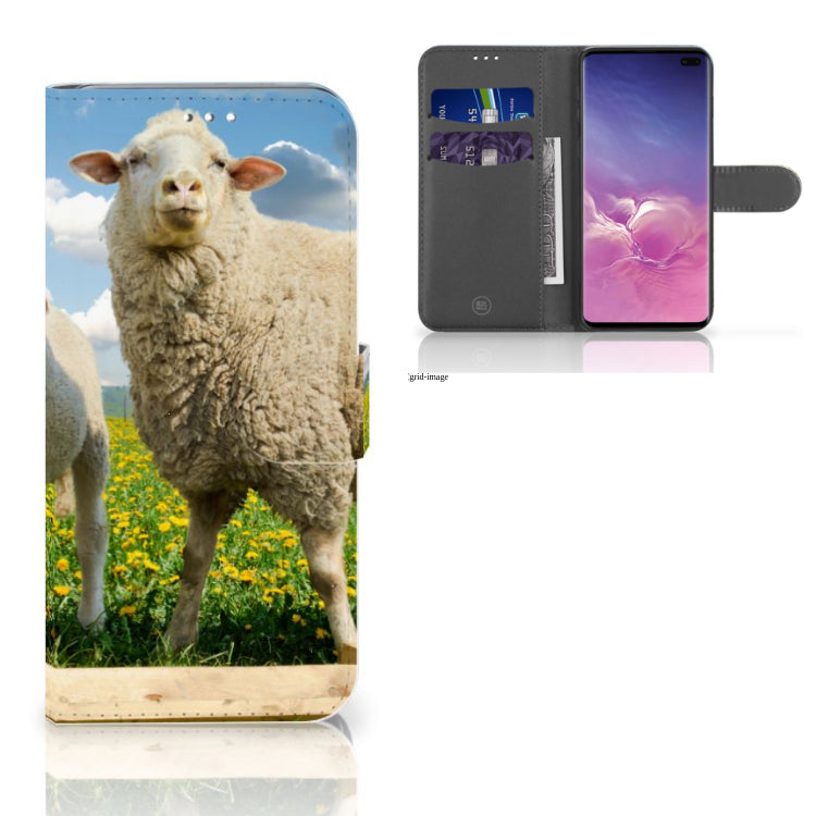 Samsung Galaxy S10 Plus Telefoonhoesje met Pasjes Schaap en Lammetje