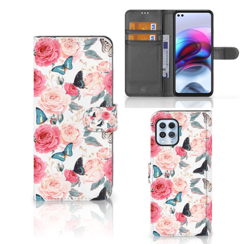 Motorola Moto G100 Hoesje Butterfly Roses