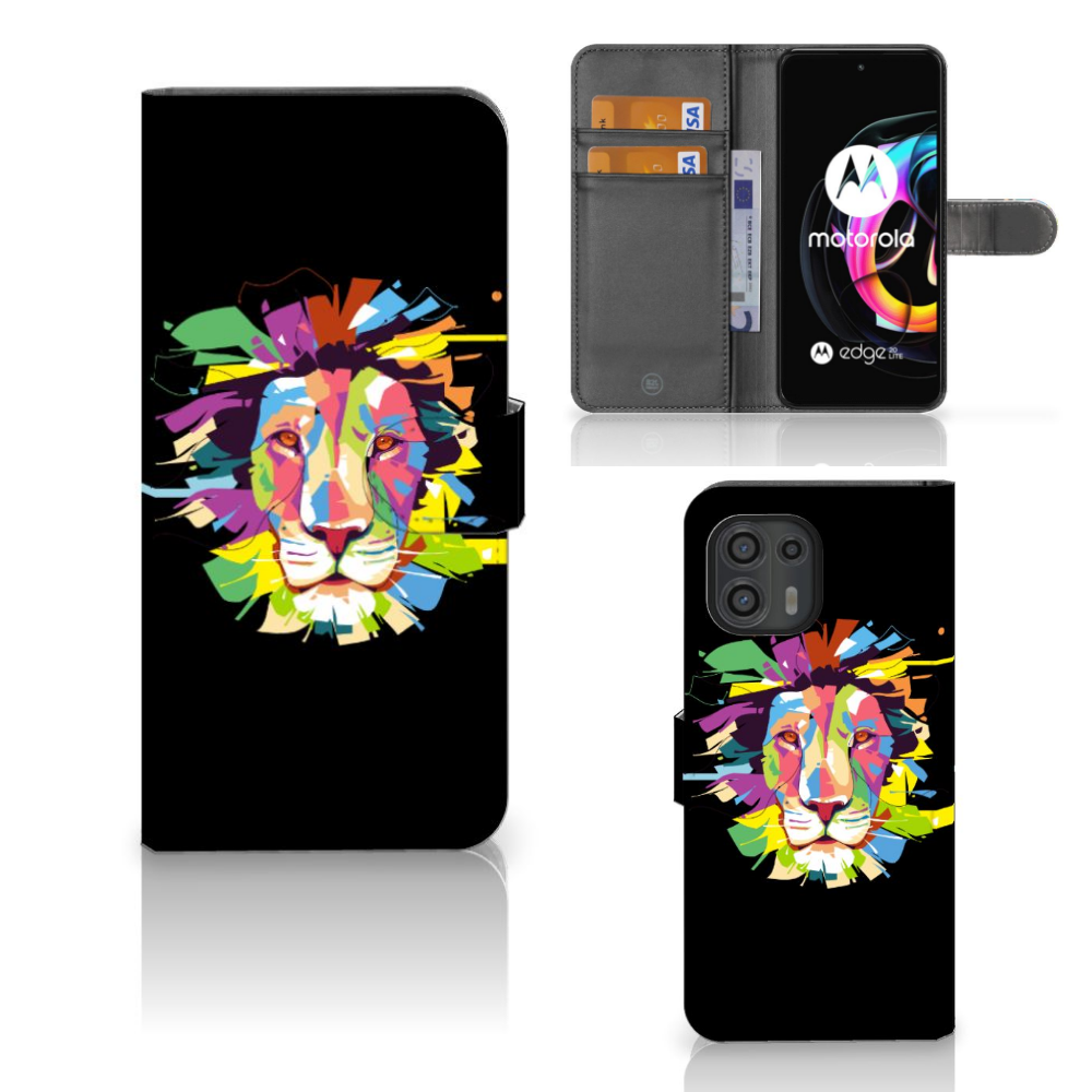 Motorola Edge 20 Lite Leuk Hoesje Lion Color