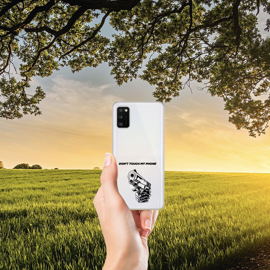 Samsung Galaxy A41 Silicone-hoesje Gun Don't Touch My Phone B2C Telecom