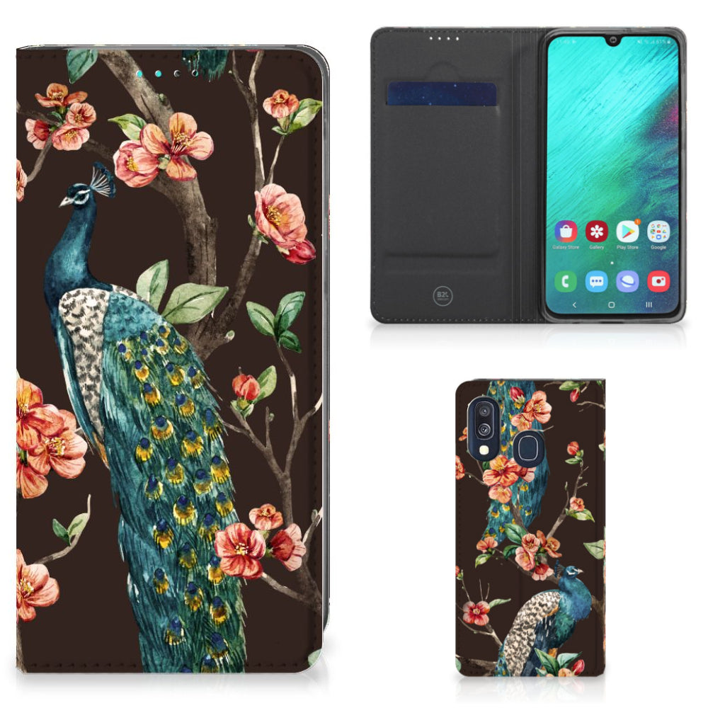 Samsung Galaxy A40 Hoesje maken Pauw met Bloemen