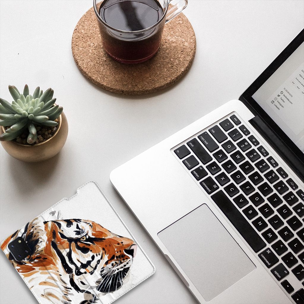 Bookcase Samsung Galaxy Note 10 Lite Watercolor Tiger - B2C Telecom