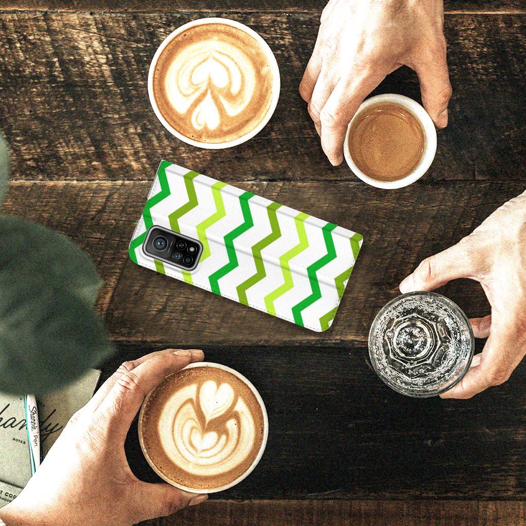 Xiaomi Mi 10T | 10T Pro Hoesje met Magneet Zigzag Groen - B2C Telecom