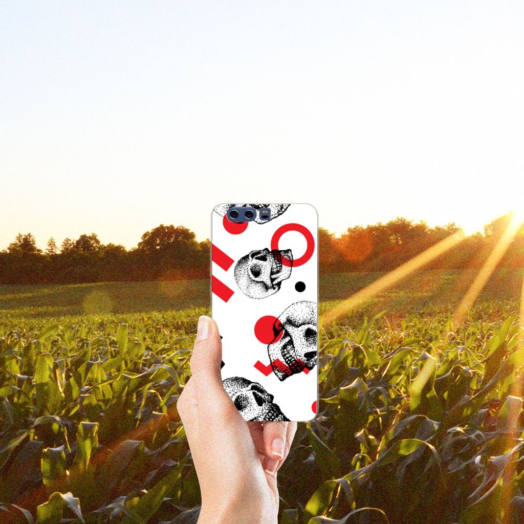 Silicone Back Case Huawei P10 Plus Skull Red