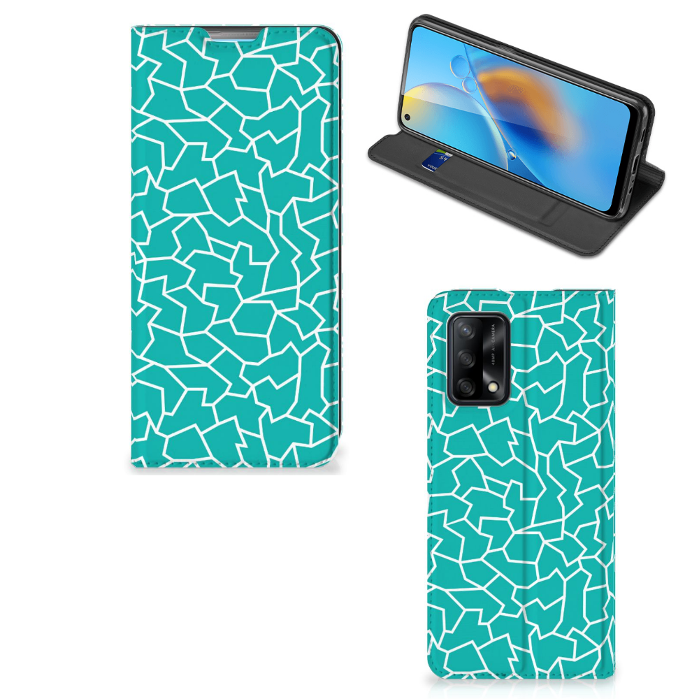 OPPO A74 4G Bookcase Cracks Blue - B2C Telecom