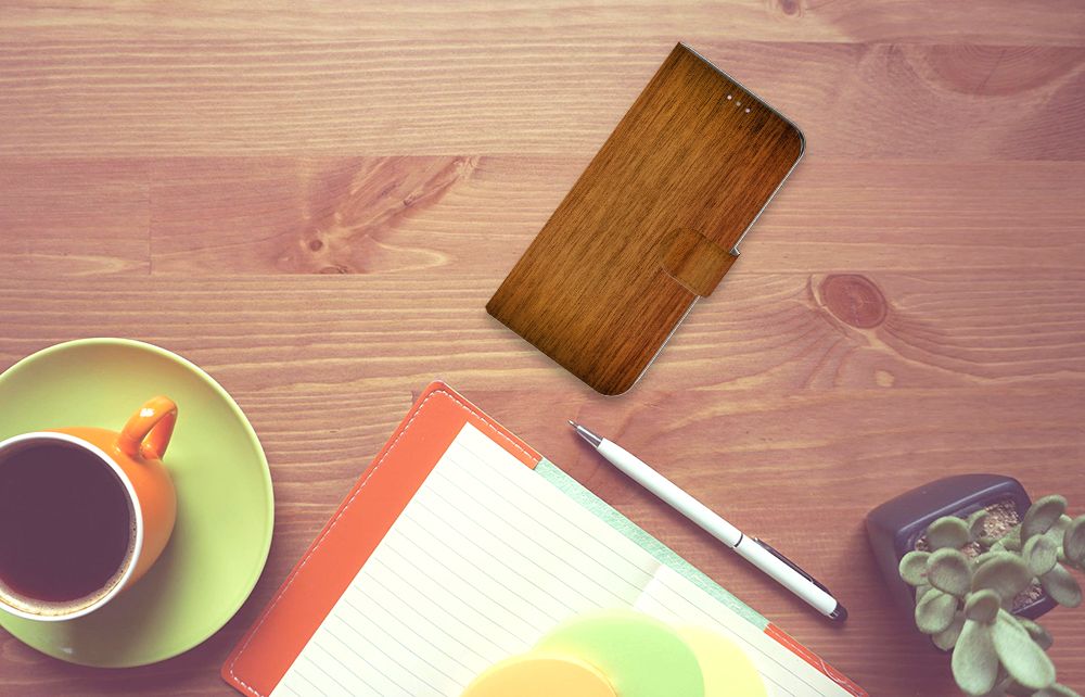 Samsung Galaxy A31 Book Style Case Donker Hout