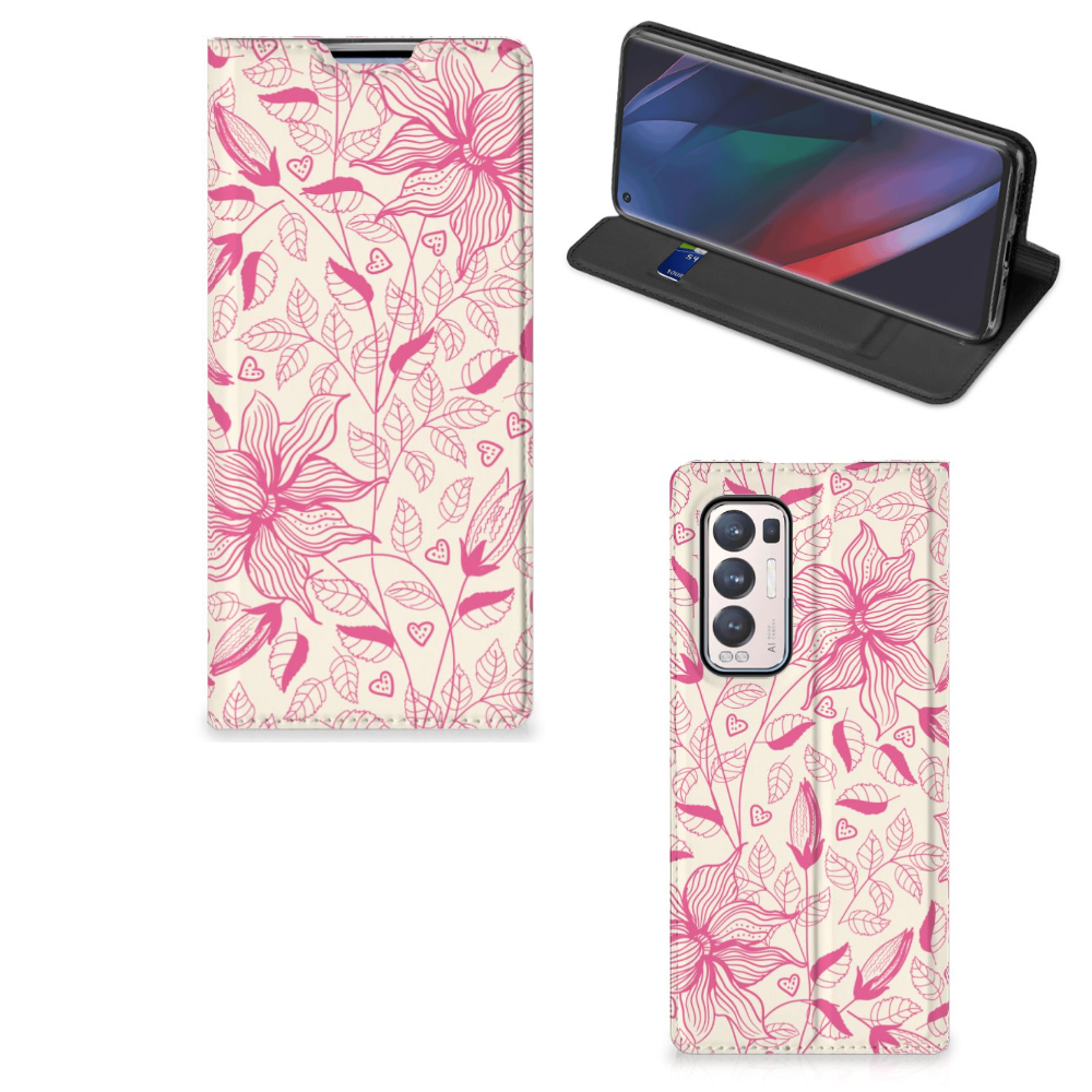 OPPO Find X3 Neo Smart Cover Pink Flowers - B2C Telecom