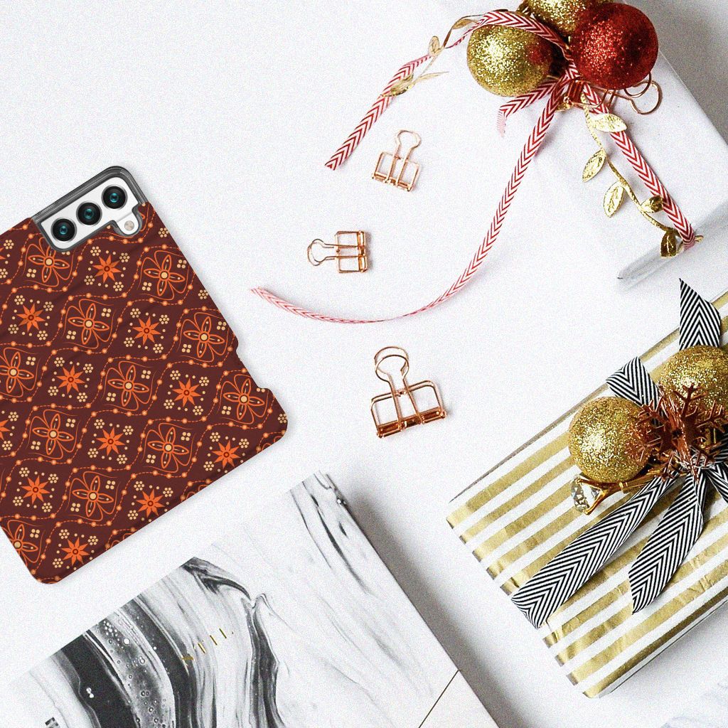 Samsung Galaxy S22 Hoesje met Magneet Batik Brown - B2C Telecom