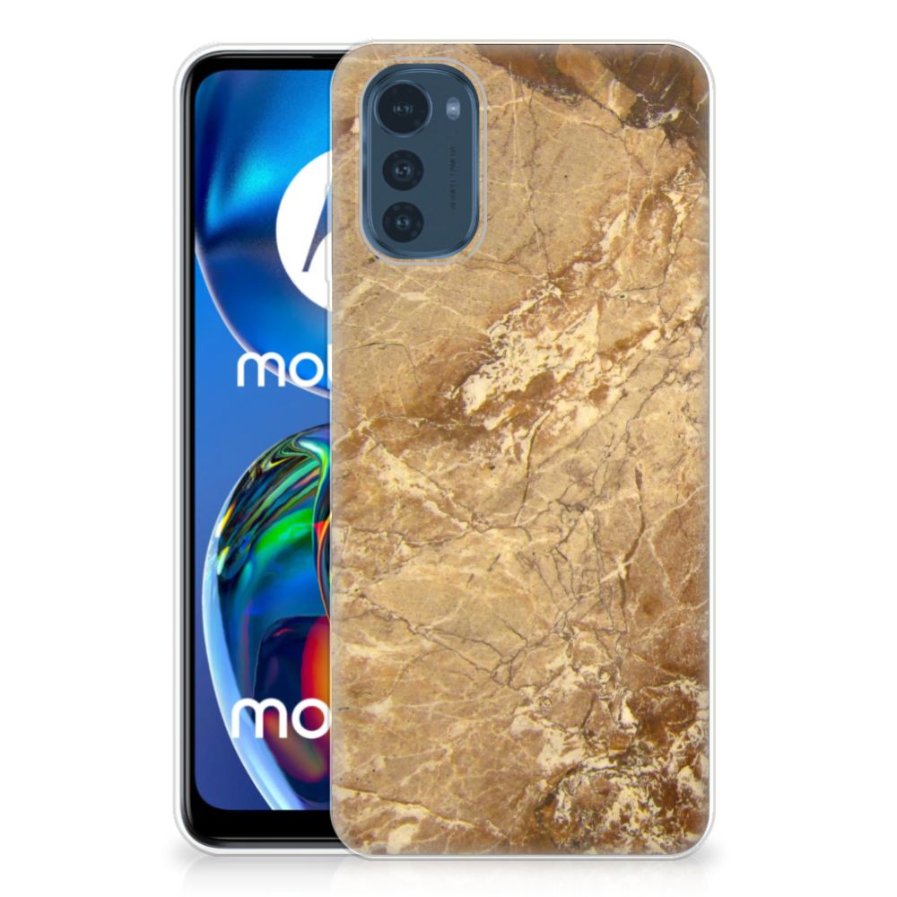 Motorola Moto E32/E32s TPU Siliconen Hoesje Marmer Creme B2C Telecom