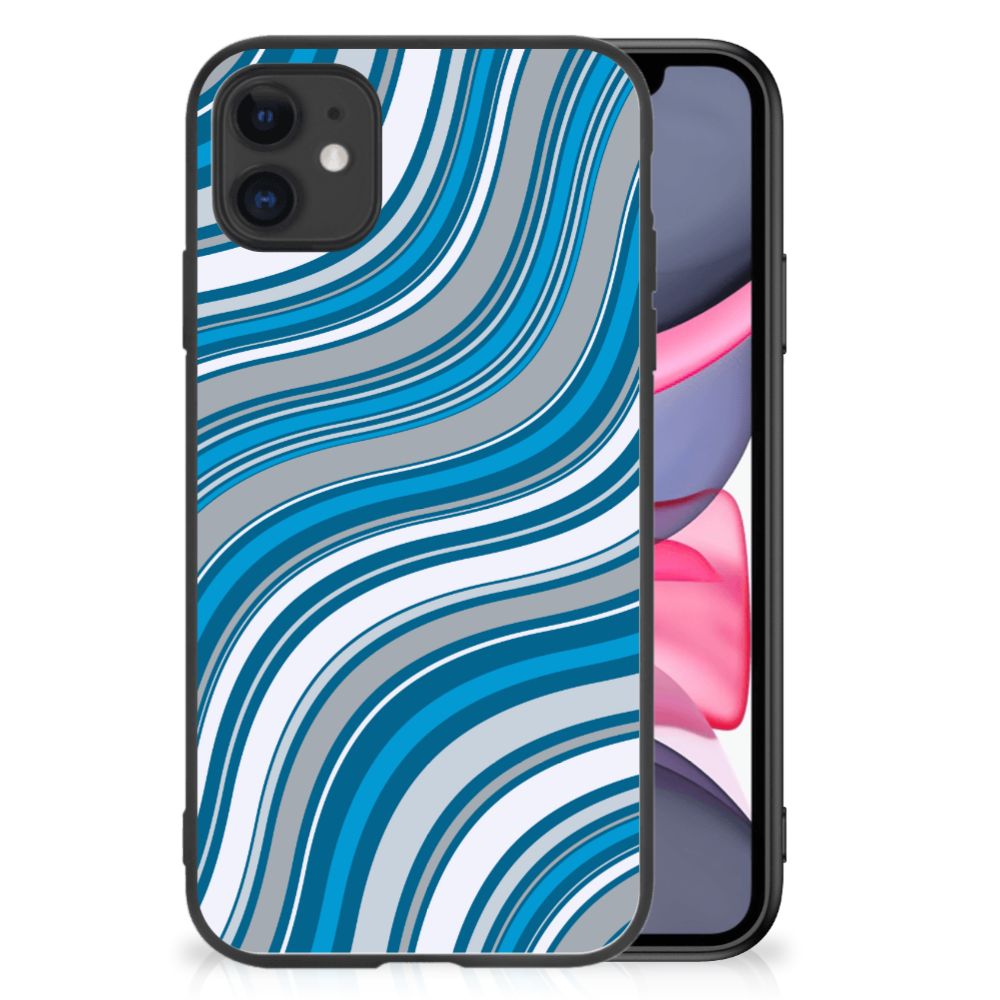 iPhone 11 Back Case Waves Blue