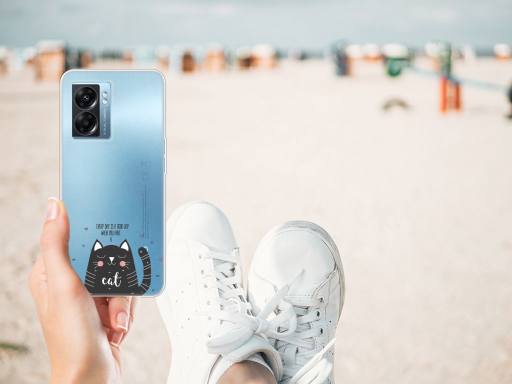 OPPO A77 | A57 5G Telefoonhoesje met Naam Cat Good Day B2C Telecom