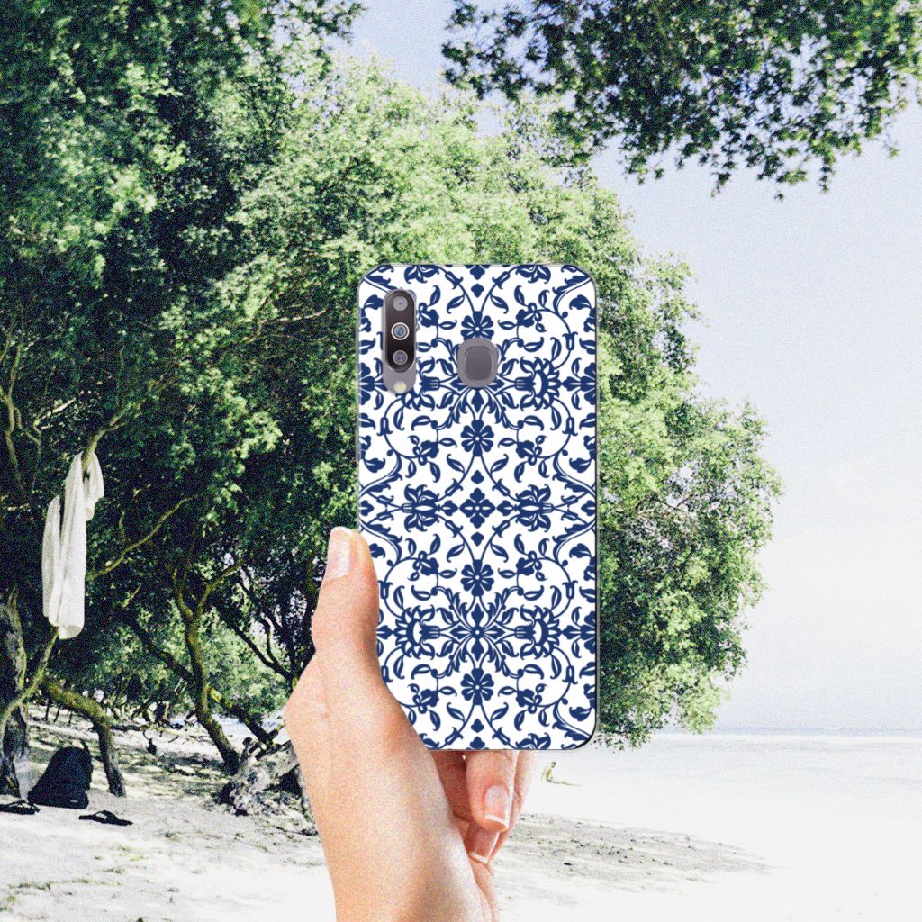 Samsung Galaxy M30 TPU Case Flower Blue