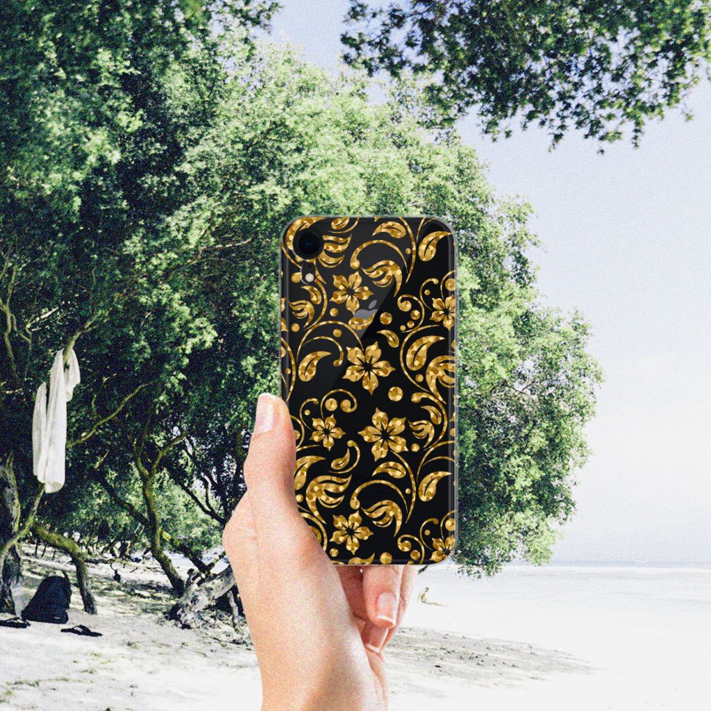 Apple iPhone Xr TPU Case Gouden Bloemen
