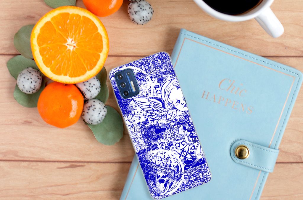 Silicone Back Case Motorola Moto G9 Plus Angel Skull Blauw B2C Telecom