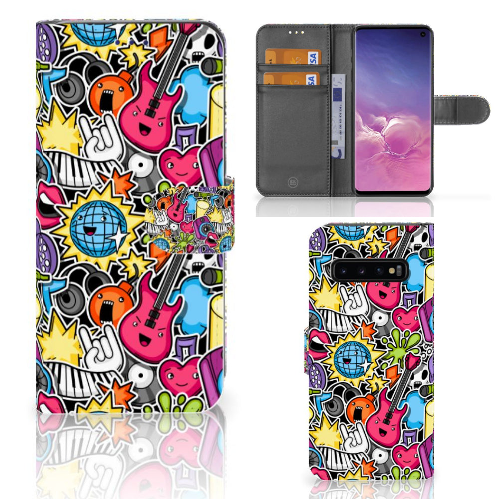 Samsung Galaxy S10 Wallet Case met Pasjes Punk Rock