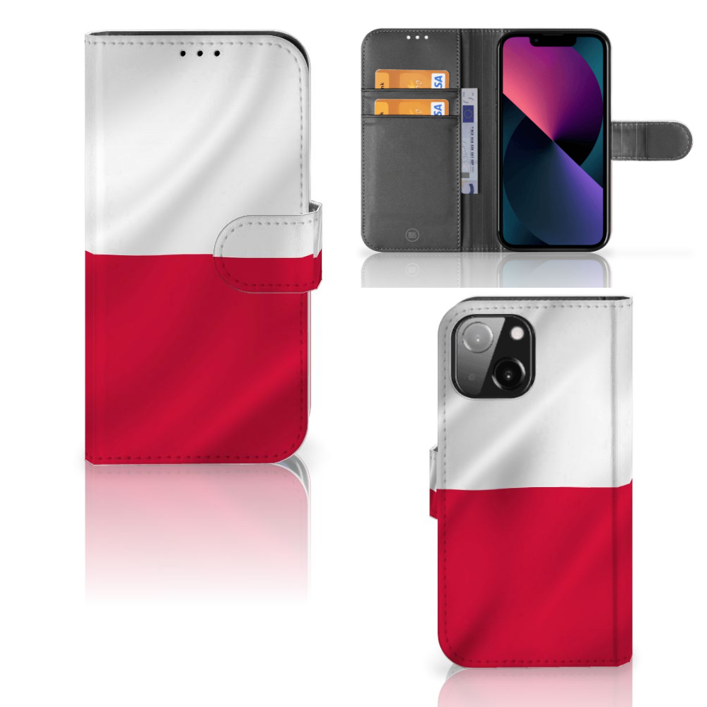 iPhone 13 Mini Bookstyle Case Polen met de Poolse vlag, functionele en stijlvolle bescherming voor je toestel.