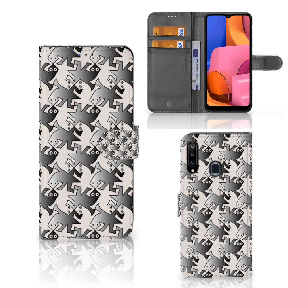Samsung Galaxy A20s Telefoonhoesje met Pasjes Salamander Grey