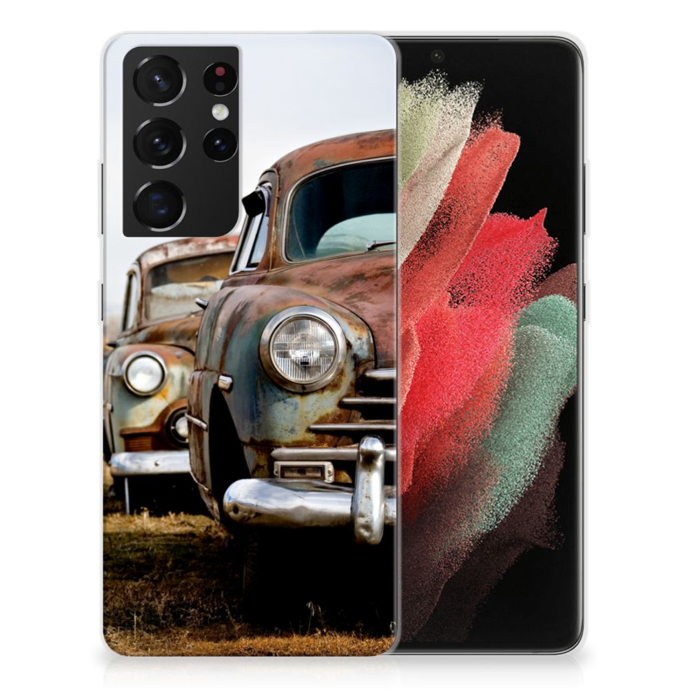 Samsung Galaxy S21 Ultra Siliconen Hoesje met foto Vintage Auto B2C Telecom