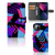 Apple iPhone 13 Book Case Funky Triangle met kleurrijke driehoeken in paars, roze en blauw.