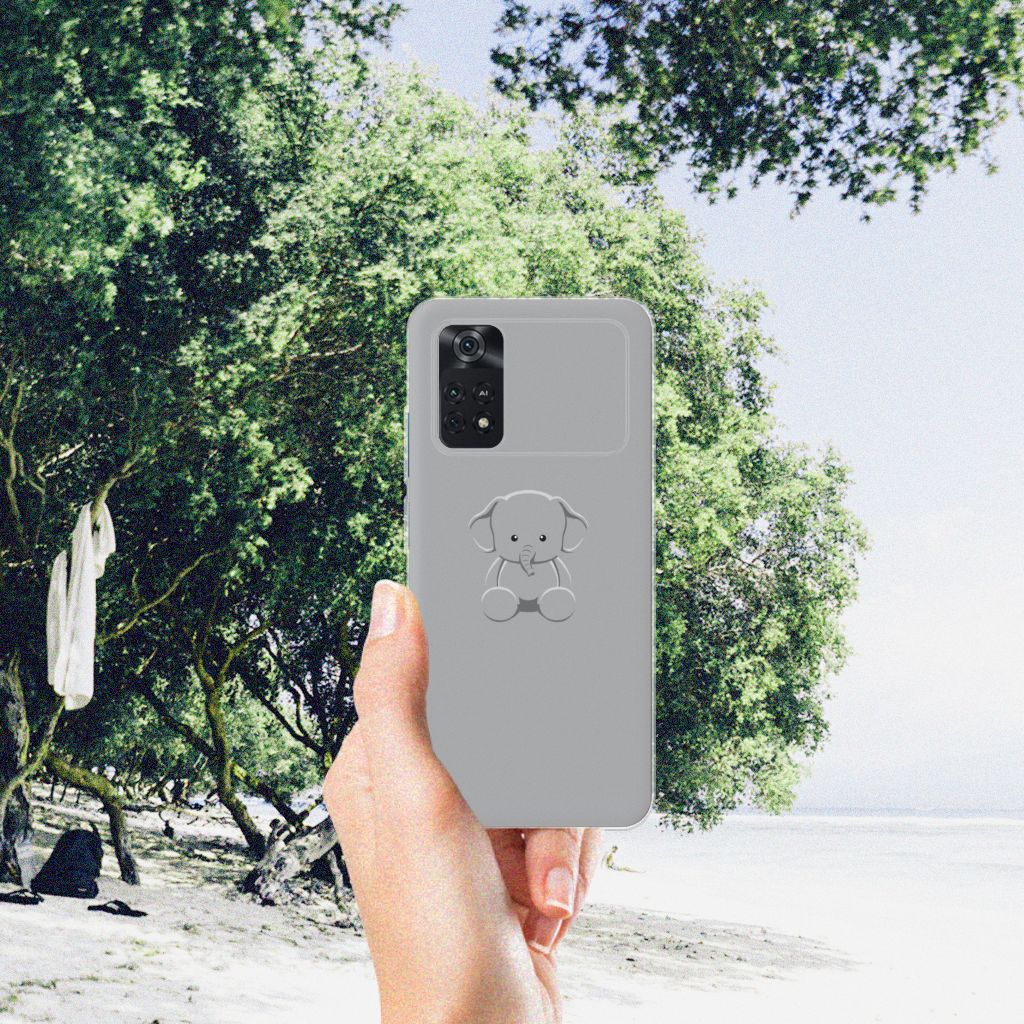 Xiaomi Poco M4 Pro 4G Telefoonhoesje met Naam Grijs Baby Olifant B2C Telecom
