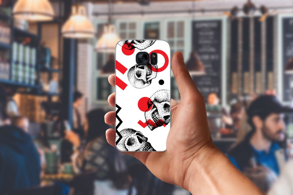 Silicone Back Case Samsung Galaxy S7 Skull Red