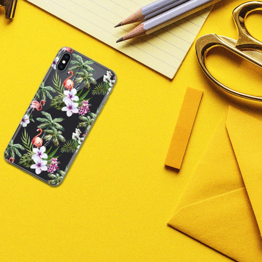 Apple iPhone Xs Max TPU Hoesje Flamingo Palms