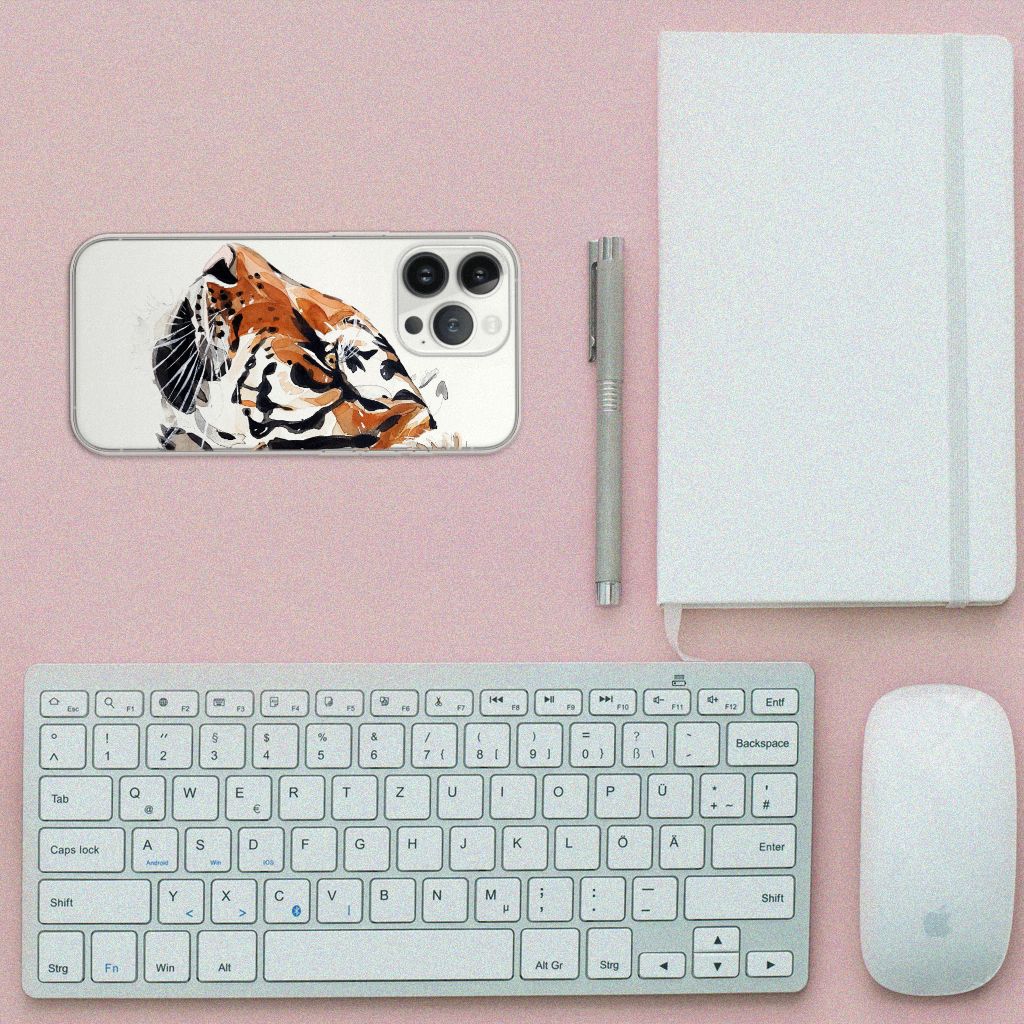 Hoesje maken iPhone 13 Pro Max Watercolor Tiger B2C Telecom
