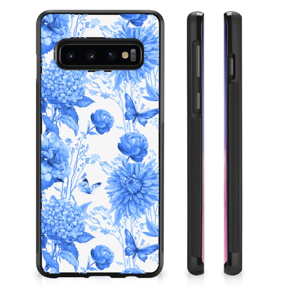 Skin Case voor Samsung Galaxy S10+ Flowers Blue B2C Telecom