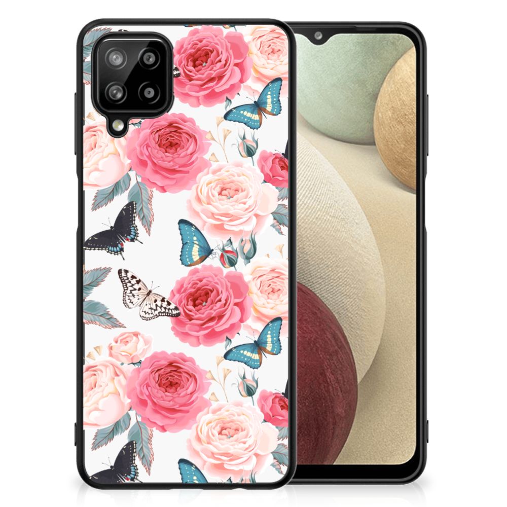 Samsung Galaxy A12 Bloemen Hoesje Butterfly Roses B2C Telecom