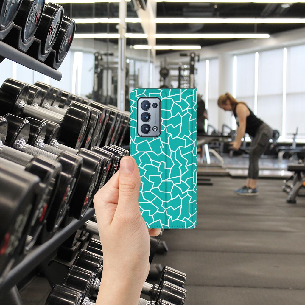 OPPO Reno 6 Pro Plus 5G Bookcase Cracks Blue - B2C Telecom