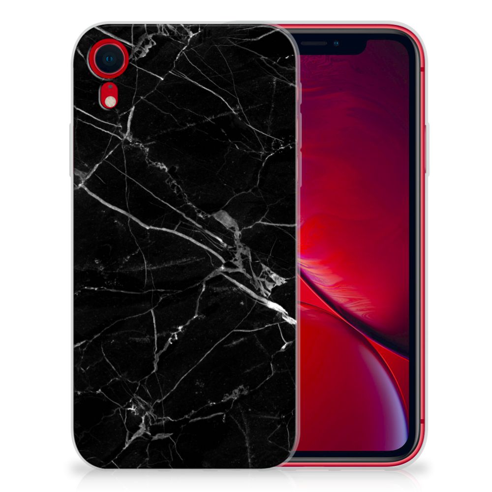 Apple iPhone Xr TPU Siliconen Hoesje Marmer Zwart - Origineel Cadeau Vader