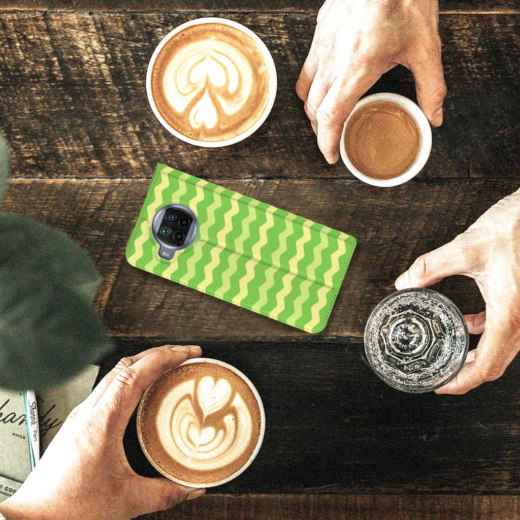 Xiaomi Mi 10T Lite Hoesje met Magneet Waves Green - B2C Telecom