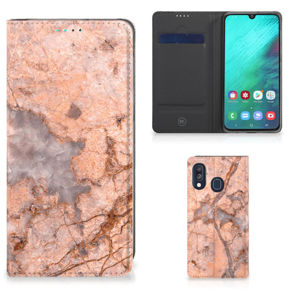 Samsung Galaxy A40 Standcase Marmer Oranje
