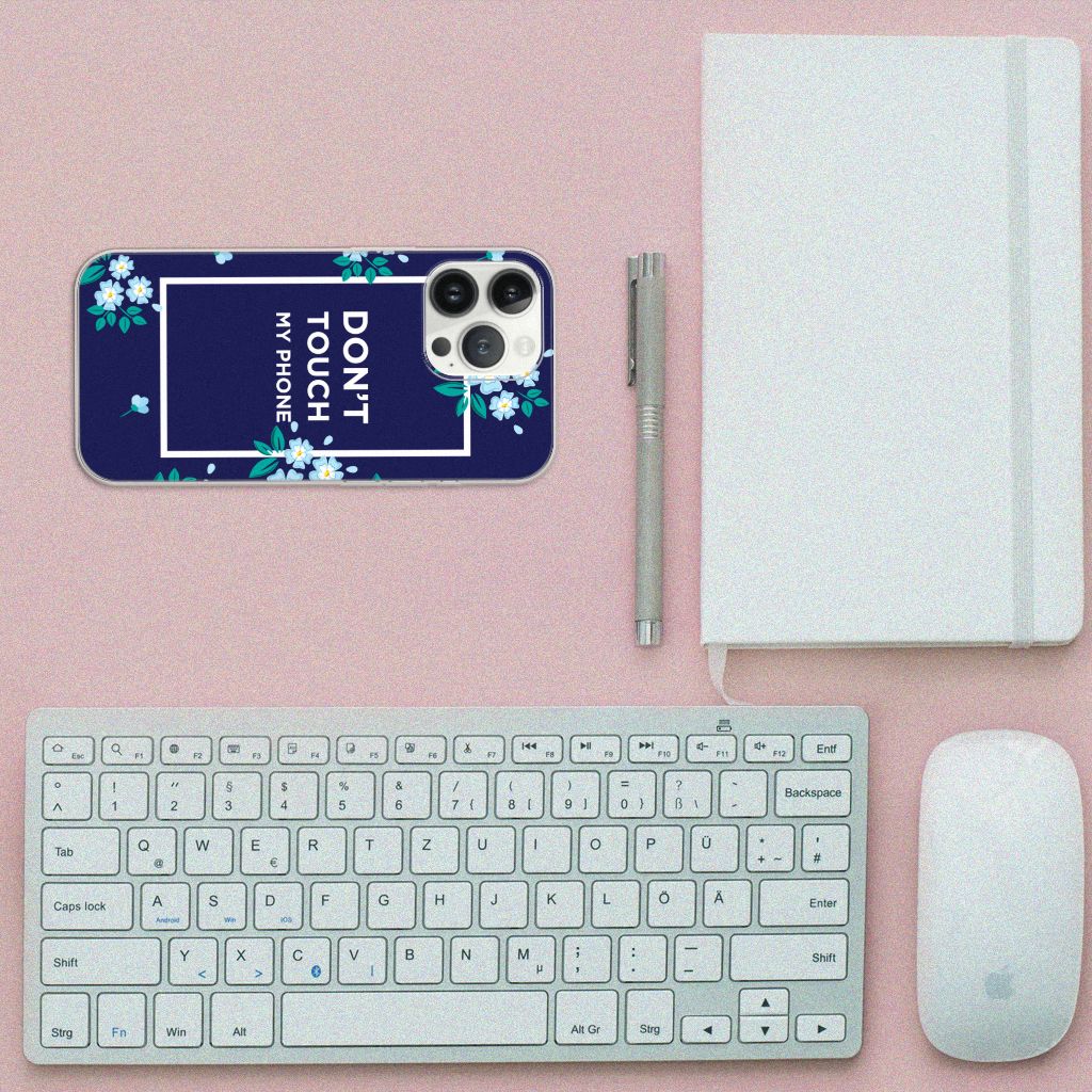iPhone 13 Pro Max Silicone-hoesje Flowers Blue DTMP B2C Telecom