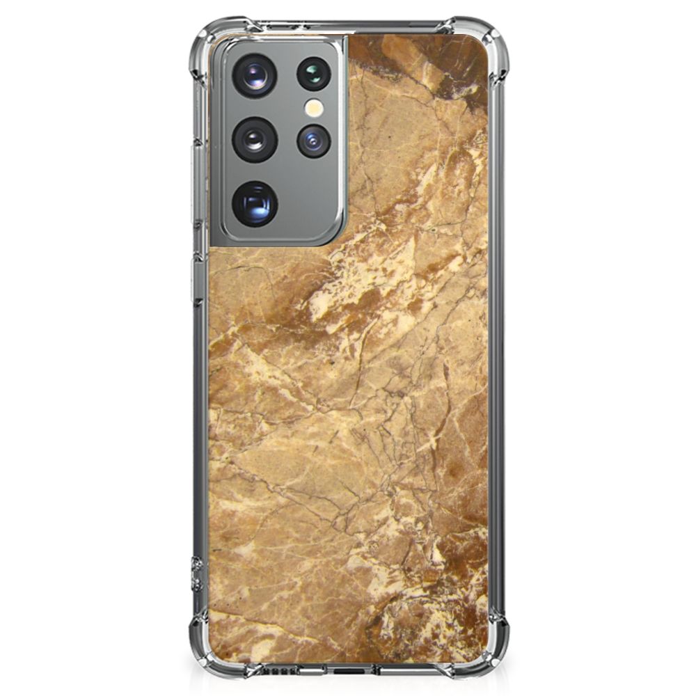 Samsung Galaxy S21 Ultra Anti-Shock Hoesje Marmer Creme B2C Telecom
