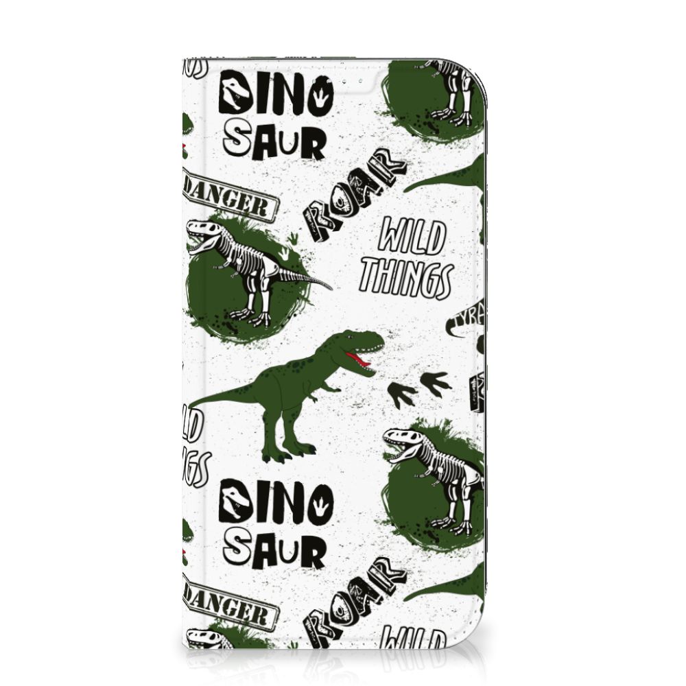 Hoesje maken voor iPhone 15 Plus Dinosaurus met dinosaurussen en pootafdrukken. đĻ