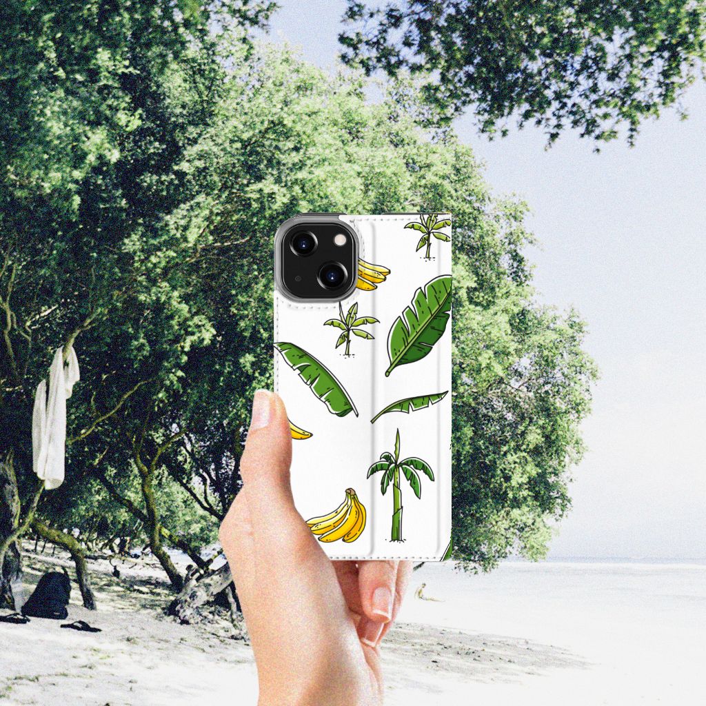 iPhone 14 Smart Cover Banana Tree met bananenboom design op een zonnig strand đ´
