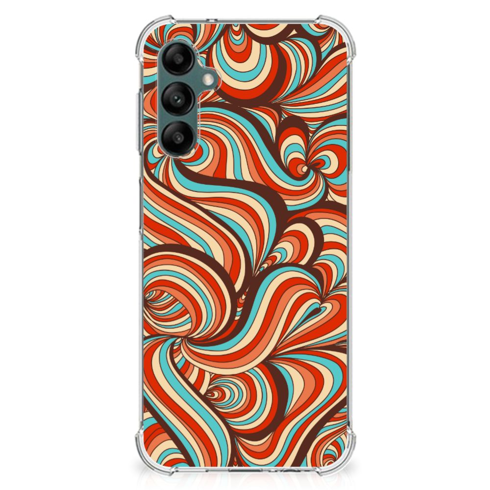 Samsung Galaxy A14 5G/4G Back Cover Retro met kleurrijk, retro swirl design in flexibele rubber uitstraling.
