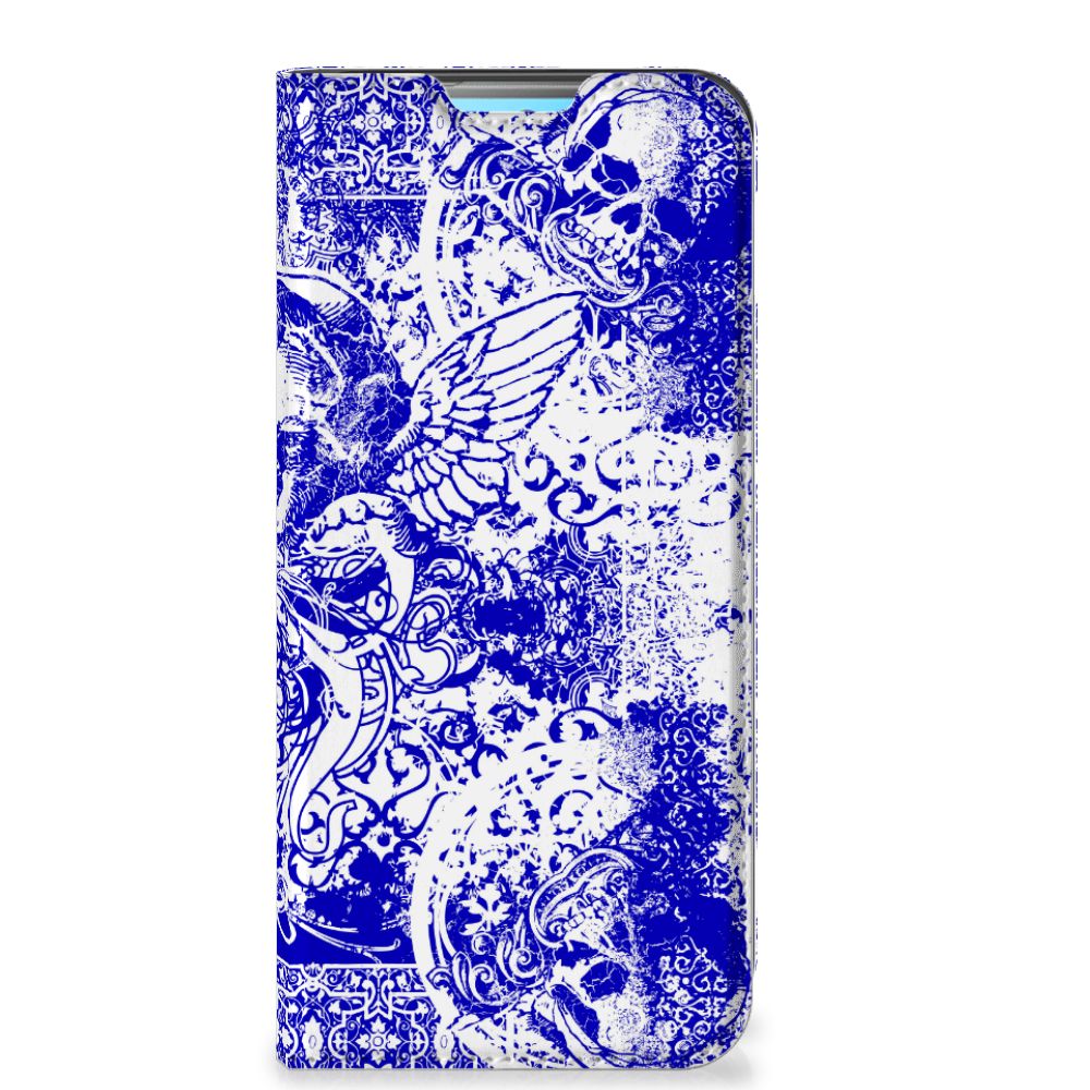 Mobiel BookCase Xiaomi Redmi 10 Angel Skull Blauw - B2C Telecom