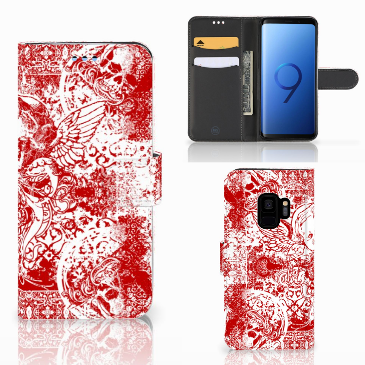 Telefoonhoesje met Naam Samsung Galaxy S9 Angel Skull Rood