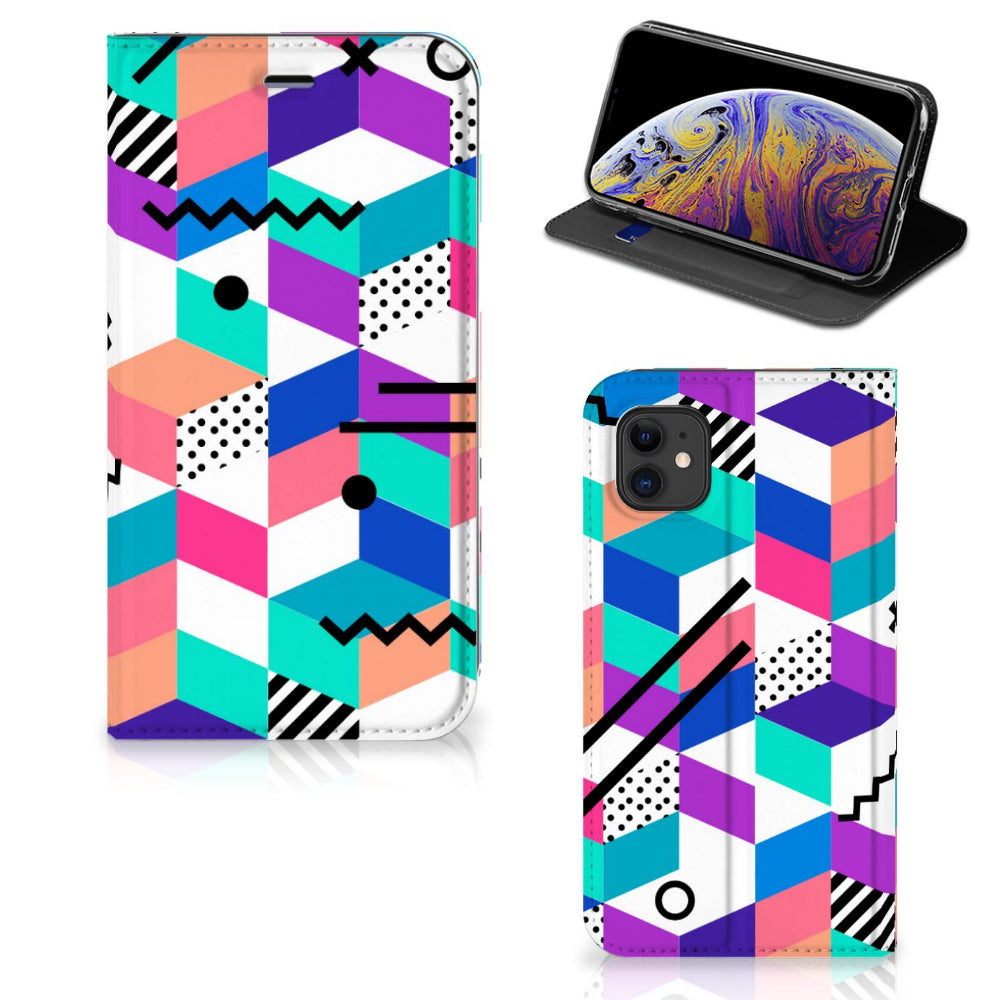 Apple iPhone 11 Stand Case Blokken Kleurrijk