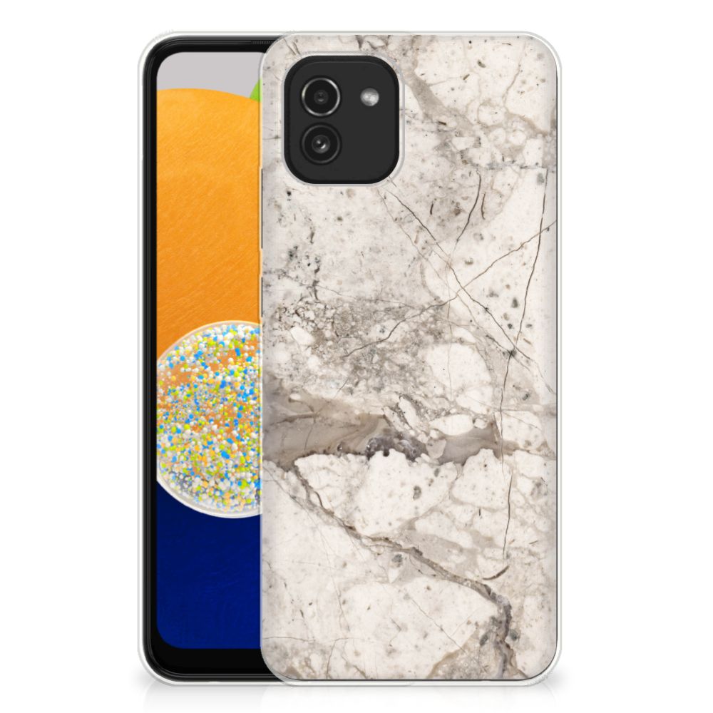 Samsung Galaxy A03 TPU Siliconen Hoesje Marmer Beige