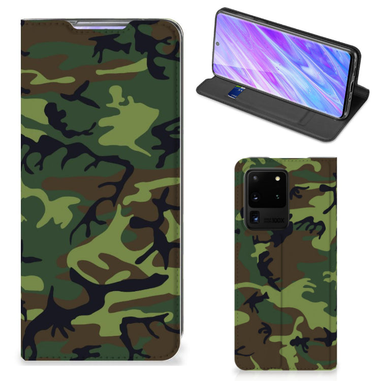 Samsung Galaxy S20 Ultra Hoesje met Magneet Army Dark