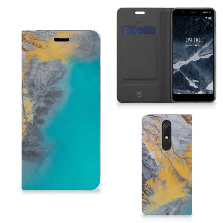 Nokia 5.1 (2018) Standcase Marble Blue Gold
